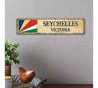 Capital City of Seychelles Panneau en bois Victoria Country City Décoration de cuisine en bois rustique Panneau de ferme Palettes en bois Décoration maison de campagne Accent de grange 10,2 x 45,7 cm