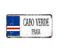 Capital City Praia - Plaque murale en métal - Motif Cap-Vert - Rétro - Cadeau de voyage - Souvenir - Pour pub, restaurant, café, club - 30,5 x 15,2 cm