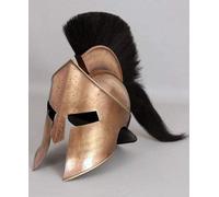 CAPITAL GALLERY Casque de guerrier spartiate, finition bronze avec plume noire, réplique d'armure de combat médiévale