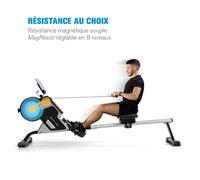 CAPITAL SPORTS Stream M1 - Rameurs d'appartement, Rameur Professionnel : entraînement très Efficace, résistance magnétique à 8 Niveaux, Rail en Aluminium de 105 cm