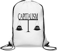 Capitalism Has Pros and Cons Sac de gym décontracté avec cordon de serrage Blanc