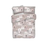 CapitanCasa Parure de lit 100 % coton Made Italy fantaisie Alpes pour lit double beige