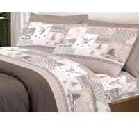 CapitanCasa Parure de lit en 100 % coton, ligne Pensées délicates Alpes carré et demi beige