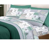 CapitanCasa Parure de lit en 100 % coton, ligne Pensées délicates Alpes simple vert