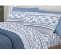 CapitanCasa Parure de lit en 100 % coton, ligne pensées, délicates, norvège, carré et demi bleu