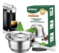 CAPMESSO Capsules de café réutilisables en acier inoxydable pour espresso Nespresso rechargeable Vertuo Capsule Pod Vertuoline GCA1 et Delonghi ENV135 8OZ- Newest Version(Big) Argenté
