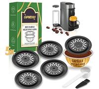 CAPMESSO Nespresso capsule vertuo compatibili capsules café réutilisables pour réutiliser les dosettes Vertuoline, capsules Vertuo rechargeables sur toutes les machines Ver (5 PCS Silicone Caps)