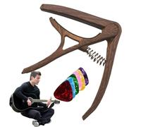 Capo de guitare avec choix - 8x9cm Acoustic Electric Cap Clamp Adjustable With 6 Picks | Clip Tuner Portable pour les joueurs débutants | Accessoire de guitare de performance précise pour la pratique