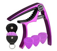 Capo de guitare pince de e en aluminium violet de Meeland pour guitare acoustique électrique ukulélé avec médiators et support de médiators en cuir et extracteur de broches de pont inclus