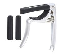 Capo de Guitare Universel, Multifonctionnel, Alliage de Zinc et Silicone, Noir Orange - Protection Optimale, Conception Ergonomique, Pour Guitare Électrique, Classique et Folk (Argent)