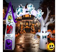 Capoda Arche gonflable de 4,3 m de long et 3 m de haut pour Halloween, château, sorcière, arbre mort, lumières LED colorées intégrées pour entrée, jardin, cour, pelouse, décoration extérieure