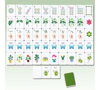 Capoda Lot de 160 tuiles de mahjong américaines pour plantes vertes, 3,1 cm | Comprend des costumes, des vents, des fleurs, 10 jokers et 6 blancs pour les soirées de jeu, jeu de voyage