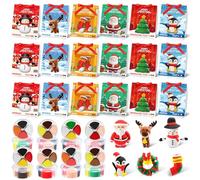 Capoda Lot de 18 kits de bricolage de Noël en argile séchée à l'air libre, bonhomme de neige, Père Noël, fabrication artisanale d'argile à modeler pour Noël, hiver, vacances, école, échange, cadeaux