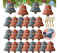 Capoda Lot de 24 cloches décoratives en acrylique 2D pour 250e anniversaire des États-Unis - Décoration de Noël à suspendre pour sapin de Noël patriotique - Cadeau de collection