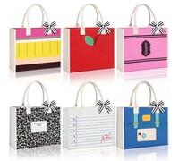 Capoda Lot de 6 sacs fourre-tout réutilisables en toile pour la rentrée scolaire - Pour crayons, crayons, carnet de notes, maquillage - Cadeaux de remerciement pour femmes et étudiants