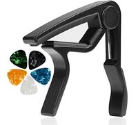 Capodastre de guitare à changement rapide avec 0.71 mm couleur aléatoire 5 médiators en alliage d'aluminium pour débutants, guitare électrique, acoustique, mandoline, banjo sans bourdonnement