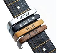 Capodastre de guitare personnalisé en bois et métal pour fête des pères, Saint-Valentin, Noël ou anniversaire pour guitaristes, musicien, papa (noir)
