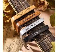 Capodastre de guitare personnalisé gravé en bois/métal pour guitariste, professeur de musique, garçons d'honneur, cadeau pour lui, papa, homme, mari, petit ami, accessoire de guitare (1 pièce)