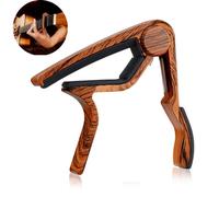 Capodastre en bois de noyer pour guitare - compatible avec acoustique, électrique et ukulélé, avec médiateurs