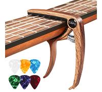 Capodastre Guitare Acoustique Capo Guitar avec 6 Médiators, Capot Guitare Pour Electrique Folk Classique Ukulele Capot Guitar Alliage Couleur Bois