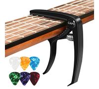 Capodastre Guitare Acoustique Capo Guitar avec 6 Médiators, Capot Guitare Pour Electrique Folk Classique Ukulele Capot Guitar Alliage Noir