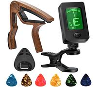 Capodastre Guitare, Palettes de Guitare, Accessoires de Guitare avec Accordeur de Guitare, Capo pour Guitare Acoustique, Basse, sans Buzz, Quick Release, Clip Accordeur de Guitare, Violon, Basse