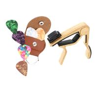 Capodastre Multifonction K79 pour Guitare et Basse Médiators | Alliage D'aluminium, Abs et Cuir, Réglage Facile, Support de Médiators, Porte-clés