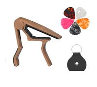 Capodastre pour guitare acoustique 6 cordes et 12 cordes, avec support et 5 médiators, capodastre en métal pour ukulélé, mandoline, banjo et autres instruments à cordes (palissandre)