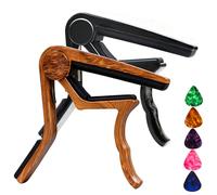 Capodastre pour guitare acoustique et électrique capodastre pour guitare acoustique 6 cordes - 2 paquets avec 5 médiators (bois + noir)
