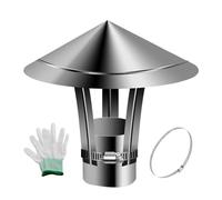 Capot Anti Pluie 50-160 Mm Chapeau De Cheminée, Capuchon De Cheminée De Toit En Acier Inoxydable 201, Hotte D'aération Avec Gants, Pour Désenfumage(130 mm/5.1 in)