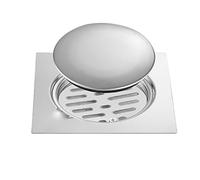 Capot Bonde Douche 115mm avec Base en Silicone, Grille Douche Carrée 15x15cetimeter Finition Brillante, Siphon Douche Extra Plate, Bouchon Douche Anti Odeur pour Salle de Bain, Filtre Cheveux Douche 3