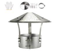 Capot de Cheminée Rond Chapeau de Cheminée en Acier Inoxydable 304, Ø75mm-315mm Chapeau de Pluie de Toit Réglables Extérieur pour Conduit de Fumée Tuyaux de Poêle(125mm)