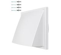 Capot de Conduit Mural Blanc Durable avec Clapet Anti-Refoulement | Grille de Ventilation ASA avec Bride | Protection Pluie et Vent - Grille d'Aération avec Clapet Anti-Retour. (Diamètre: 150 mm)