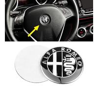 Capot de Voiture Logo pour Alfa Romeo Giulietta Mito 147 159 156 4C Brera,40mm Emblèmes pour Auto Remplacer l'emblème du Logo pour Volant/Capot Avant et Arrière et Logo du Coffre,Clé de Télécommande