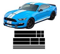 Capot De Voiture Toit Coffre Corps en Fibre De Carbone Vinyle Décalcomanie Latérale Bande Jupe Autocollant, pour F = ord Mustang GT Shelby 500 2015-On Accessoires