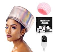 Capot intelligent avec chauffage et vapeur - Capuchon chauffant électrique pour soins en profondeur, teinture et traitement de beauté, avec 10 niveaux de température (0-80 °C), minuterie de 60 minutes