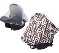 Capote Universelle 2 en 1 Pare-soleil Cosy Bébé Moustiquaire Anti-insectes Cosy Respirant Auvent de Protection Solaire pour Siège Auto Poussette Nacelle Canopy Anti-UV/Vent Compatible avec Maxi Cosi