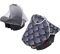 Capote Universelle 2 en 1 Pare-soleil Cosy Bébé Moustiquaire Anti-insectes Cosy Respirant Auvent de Protection Solaire pour Siège Auto Poussette Nacelle Anti-UV Compatible avec Maxi Cosi,Bleu Foncé