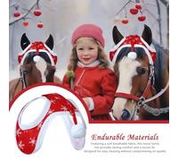 Cappello Di Babbo Natale per,Cappello per Equini | Copricapo Decorativo Design Fiocco Neve Traspirante per Eventi Invernali E Festivi A Cavallo | Copertura Testa Cavallo Decorativa Mate