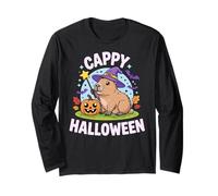 Cappy Halloween Funny Cute Capybara Wizard Halloween Manche Longue