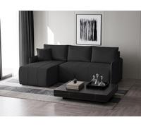 Capri Canapé d'angle en L Capri Ottoman Universal Tissu : noir