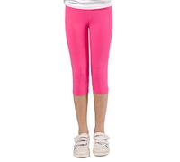 Capri Legging pour fille - Pantalon 3/4 confortable, élastique, polyvalent, couleurs : bleu, noir, rose, blanc, tailles 92-176, Rose, 140 cm