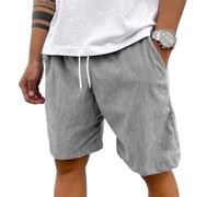 Capri Pants, Short D'Été Uni en Velours Côtelé avec Cordon De Serrage À La Taille Élastique Pantalon Ample Et Décontracté Pantalon De Jogging Léger Et Respirant Short De Sport pour Homme