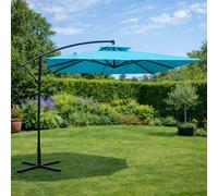 CONCEPT USINE | Parasol Déporté Carré Inclinable 3X3 m Capri Bleu| Terrasse Balcon Jardin | Baleines Armature et Pied Acier | 100% Polyester | Réglable en Hauteur | Protection UV 50+ Waterproof