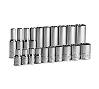 Capri Tools Ensemble de douilles 12 pans 1/4 pouces peu profondes et profondes, SAE, 3/16 à 9/16", SAE, 20 pièces