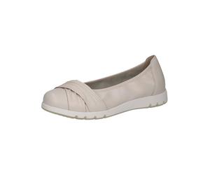 CAPRICE Ballerines Confortables en Cuir pour Femme, Nappa Blanc cassé, 37 EU