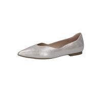 CAPRICE Ballerines Femme en Cuir à Bout Pointu, Argent (Silver Metal.), 38,5 EU