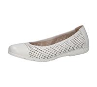 Caprice Ballerines Femme en Cuir à Motif perforé, Blanc (White Softnap.), 37 EU