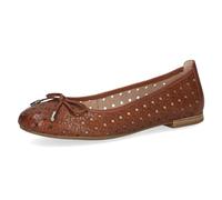 CAPRICE Ballerines Femme en Cuir à Motif perforé, Marron (Cognac Nappa), 36 EU