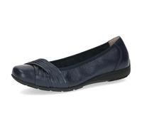 CAPRICE Ballerines Femme en Cuir Confortables, Bleu (Ocean Deer), 37 EU